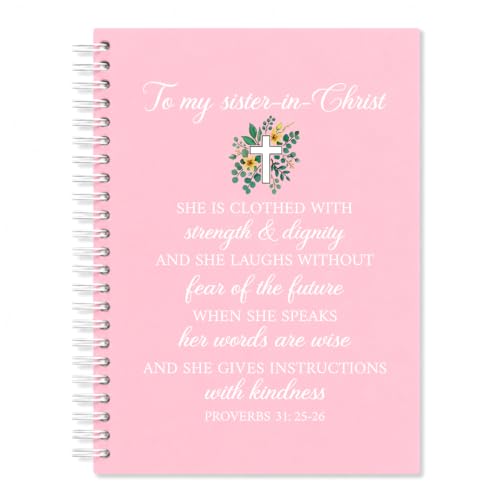 Sister in Christ Spiral Lined Notebook, Christian Sister Notebook - color: Pink4