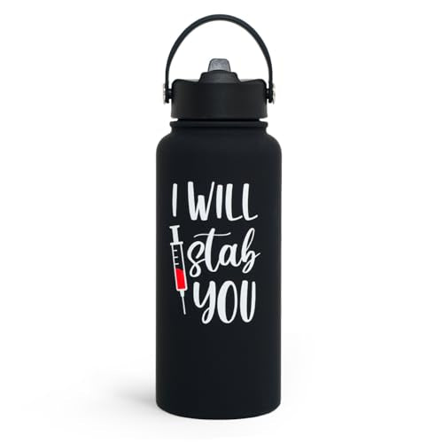 Nurse Gifts for Women - I Will Stab You Water Bottle 32oz Stainless Steel Insulated with Lid, Nurse Appreciation Gifts for Female Nurses, Christmas Birthday Nurse Week - color: Nurse 2