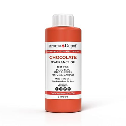 Aroma Depot Chocolate 2 oz. Fragrance Oil Perfume Skin Oil, Scented, is Great for Candles, Bath Bombs, Body Butters, Creams & Lotions. Few Drops in The Diffuser, Burners, or Warmers.
