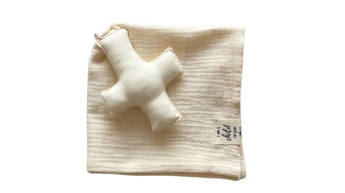 Cross Lovey, Cross Security Blanket, Christian Baby Gift, Baptism Gift, Easter Gift, Newborn Baby Gift, Blessing Blanket (Cream) - color: Cream