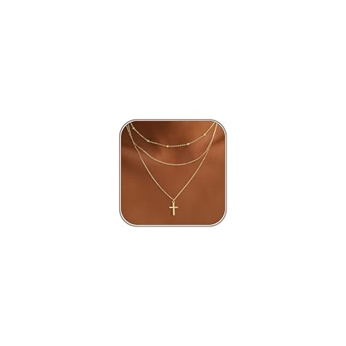 Turandoss Layered Cross Necklaces Stack for Women Girls, Christian Gift - color: Cross-Clip Bead