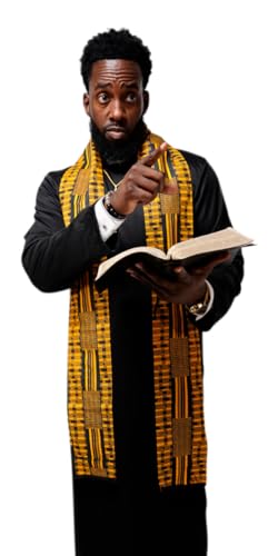 Dupsie's Kente African Print Church Clergy Pastor Choir Stole/Sash with Fringes - color: Gold