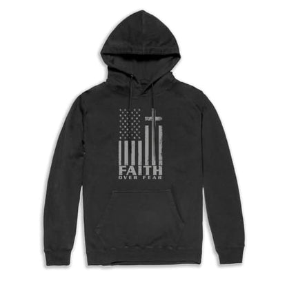 Faith over Fear Hoodie Christian Gifts for Men Jesus Sweatshirts Christian Hoodies - size: Large