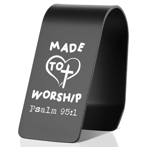 YODOCAMP Made to Worship Car Visor Clip Stainless Steel, Psalm 95:1 Engraved Christian Reminder, Faith Based Safe Driving Gift, Religious Car Accessory for Men Women TZC187 - color: Black-C187