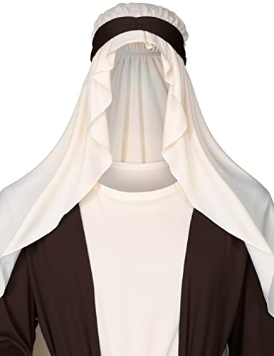 Irtysh Mens Biblical Saint Joseph Costume Jesus Robe Sherherd Costume Staffs Headwrap Hat Waist Rope Set - size: X-Large