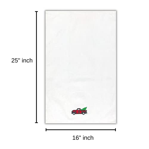 Christmas White Guest Hand Bathroom Towels, Farmhouse Plaid Truck, 16x26" - color: Country Truck