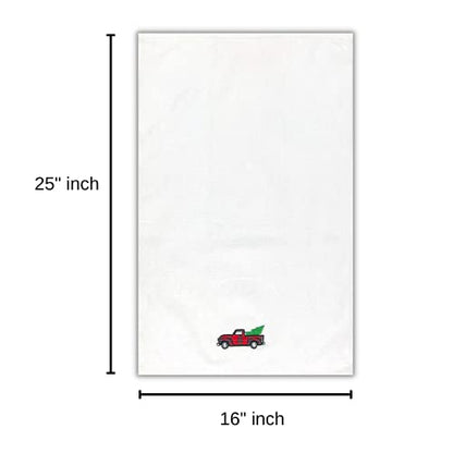 Christmas White Guest Hand Bathroom Towels, Farmhouse Plaid Truck, 16x26" - color: Country Truck