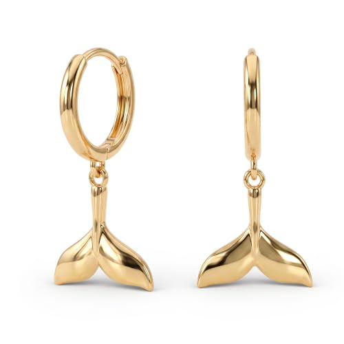 VACRONA Gold Heart Hoop Earrings Huggie Earrings for Women 14k Gold Plated Small Hoops Earrings - color: Fish-Tail-Gold