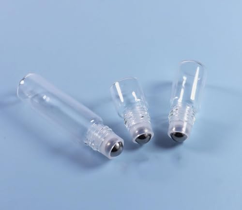 20 Pack Set 2ML(5/8 Dram) Mini Sample Roll Glass Bottles for Essential Oils Roller Refillable Perfume Roll Bottle (2ML Pure Sliver) - color: 2ML Pure Sliver