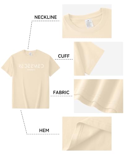 Aiyino Men's Redeemed Christian T-Shirt Graphic Tee 100% Cotton - color: Apricot, size: X-Large