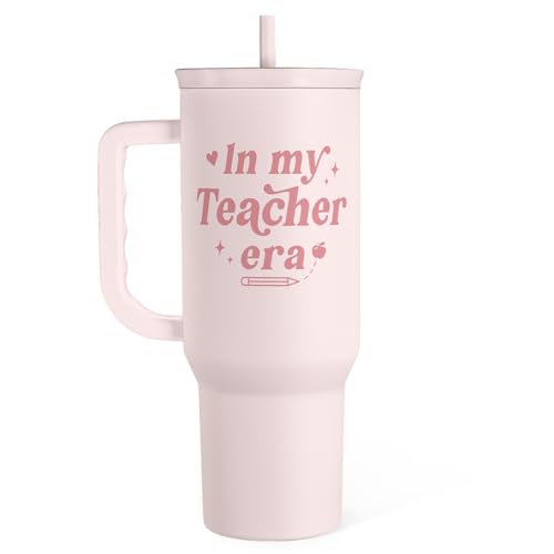 SANDJEST Teacher Gift – Stainless Steel Insulated Tumbler with Handle - Cool Teacher Club Travel Coffee Mug Cup for Women Back to School Birthday Christmas Teacher's Appreciation, 40oz - color: Teacher 4