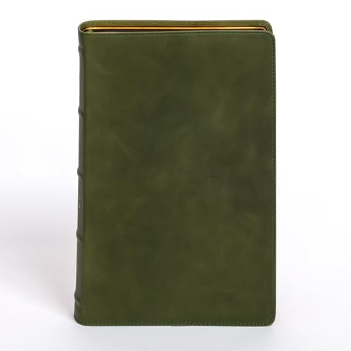 CSB Giant Print Bible, Holman Handcrafted Collection, Marbled Olive Premium Calfskin, Black Letter, Presentation Page, Sewn Binding, Full-Color Maps, Easy-to-Read Bible Serif Type