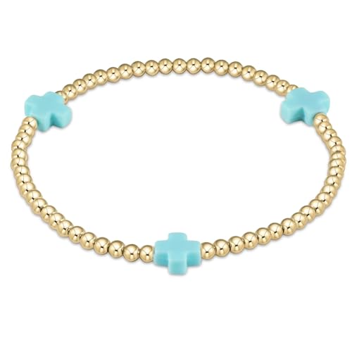 Colorful Cross Charm Bracelets for Women Men Adjustable Gold Plated Beaded Bracelet Boho Bead Ball Stretch Bracelet Birthday Summer Beach Jewelry - color: 3mm Blue