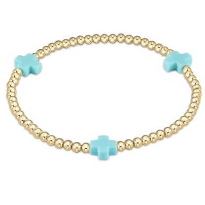 Colorful Cross Charm Bracelets for Women Men Adjustable Gold Plated Beaded Bracelet Boho Bead Ball Stretch Bracelet Birthday Summer Beach Jewelry - color: 3mm Blue
