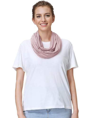 Lina & Lily Premium Modal Jersey Knit Women's Infinity Scarf Loop Lightweight - color: Nude Pink