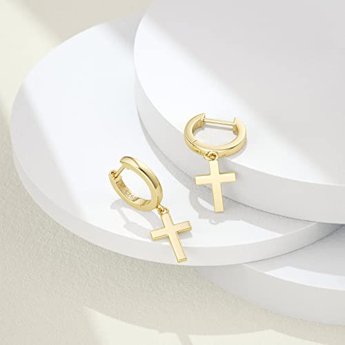SEVENWELL Huggie Hoop Earrings for Women, Dangle Dangle Hoops - color: 07 Gold Cross
