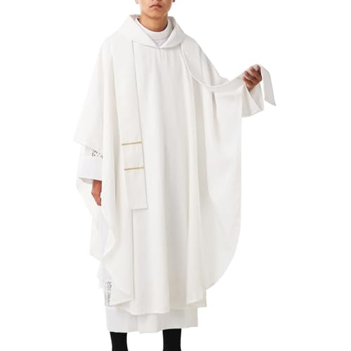 BLESSUME Hope/Spirit Church Priests Solid Chasuble Mass Vestments - color: White-flat Collar