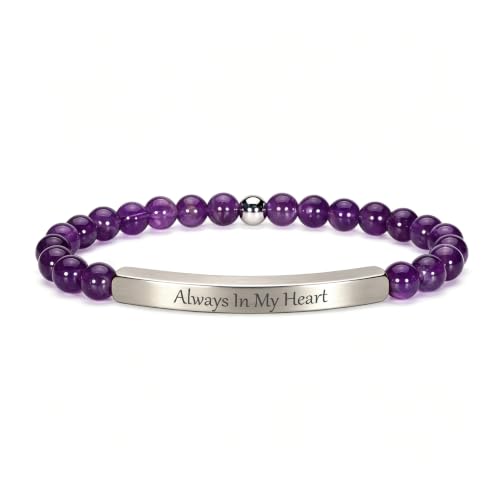 Amethyst Christian Bracelet for Women, 18K Gold Plated Bible Verse Jewelry, Inspirational Religious Faith Gift, Scripture Jewelry for Encouragement & Strength - color: ALWAYS IN MY HEART-Amethyst Silver