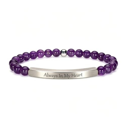 Amethyst Christian Bracelet for Women, 18K Gold Plated Bible Verse Jewelry, Inspirational Religious Faith Gift, Scripture Jewelry for Encouragement & Strength - color: ALWAYS IN MY HEART-Amethyst Silver