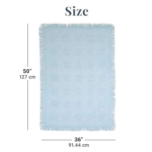 Let's Make Memories Personalized Honeycomb Baby Blanket - New Baby Shower - Welcome - 36x50 - Blue - color: Blue - Personalized Message