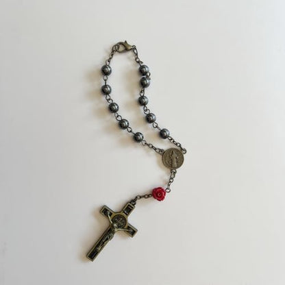 6cm Black Gallstone Rosary Catholic Rosary For Car Hanging Prayer - color: black