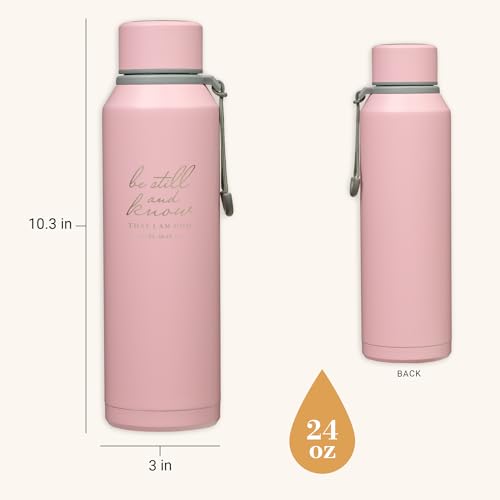 Christian Art Gifts Insulated Stainless Steel Double Wall Vacuum Sealed Water Bottle for Women: Be Still & Know - Psalm 46:10 Inspirational Bible Verse for Hot/Cold Liquids All Day, Pink, 24 fl. oz. - color: Be Still/Pink