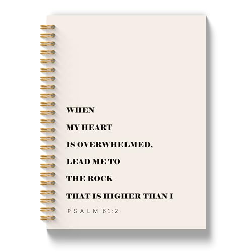 Christian Journal for Women, When My Heart Is Overwhelmed Bible Notebooks for Note Taking, Inspirational Christian Gifts for Women, Scripture Spiral Notebook 5.5x8.3 Inch - color: PSALM 61-2