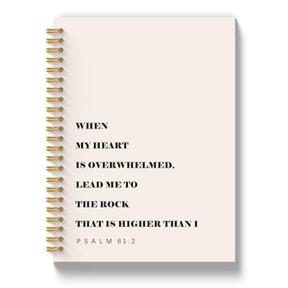 Christian Journal for Women, When My Heart Is Overwhelmed Bible Notebooks for Note Taking, Inspirational Christian Gifts for Women, Scripture Spiral Notebook 5.5x8.3 Inch - color: PSALM 61-2