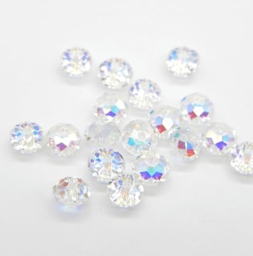 24pcs Adabele Austrian 6mm Faceted Rondelle Crystal Beads Clear AB - color: Crystal AB, size: 4mm x 6mm - 24pcs