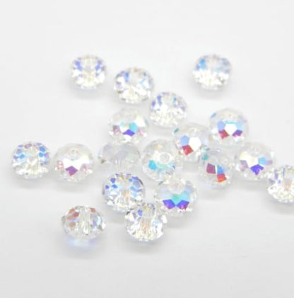 24pcs Adabele Austrian 6mm Faceted Rondelle Crystal Beads Clear AB - color: Crystal AB, size: 4mm x 6mm - 24pcs