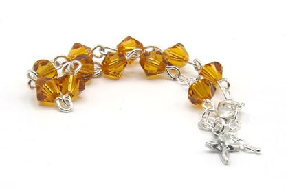 Catholic Communion Rosary Bracelet Created with Swarovski® Crystals, Glass - color: Topaz - November