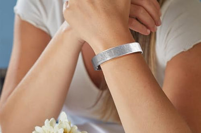 FashionJunkie4Life 925 Sterlin Silver and Stainless Steel Open Cuff Bracelet - color: The Lord's Prayer