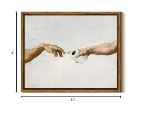 InSimSea Framed Canvas Wall Art, God's Hand Holding Toilet Paper, 10x8 Inch - color: Toilet Paper
