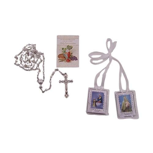First Holy Communion Gift Set for Girls – Complete Communion Keepsake Kit with Prayer Book, Rosary, Candle, Scapular & Bookmark