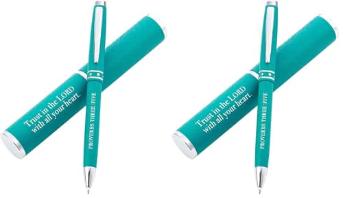 Christian Art Gifts Stylish Classic Teal Ballpoint Pen with Matching Gift Case for Women, Proverbs 3:5 'Trust in the Lord' (Pack of 2) - color: Teal/Trust in the Lord, size: 1 Count (Pack of 2)