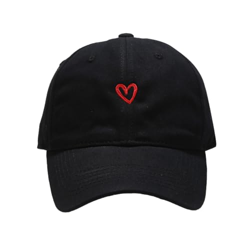 Quanhaigou Baseball Cap Dad Hat Adjustable Fashion Hats for Men Women Polo Trucker Unisex Style Headwear - color: Black Love Heart