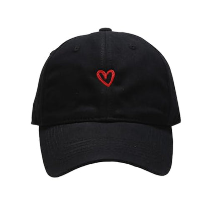 Quanhaigou Baseball Cap Dad Hat Adjustable Fashion Hats for Men Women Polo Trucker Unisex Style Headwear - color: Black Love Heart