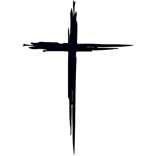 Cross Hand Drawn y3148 Vinyl Sticker Decals (Pack of 2) for Car Bumper Window Laptop Tablet Phone (4.4 inch x 6 inch,Black) - color: Black, size: 4.4 inch x 6 inch