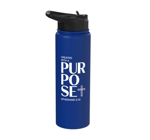Created With A Purpose Ephesians 2 10 Verse Stainless Steel Insulated Water Bottle - color: Royal Blue