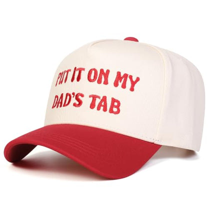 Trendy Embroidered Baseball Cap for Men & Women, Adjustable Snapback Hat for Casual Wear - color: Dad's Tab|redbeige