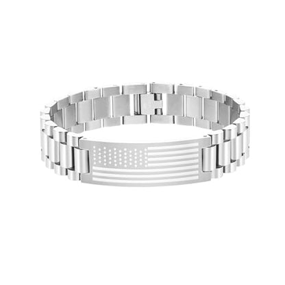 P. BLAKE American Flag Bible Verse Bracelet for Men, Stainless Steel Engraved Scripture Bracelet Christian Religious Christmas Birthday Jewelry Gifts - color: Silver, size: No Bilble Verse