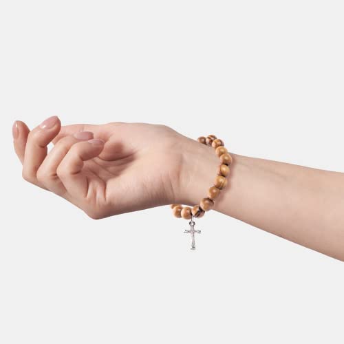Logos Trading Post Olive Wood Catholic Rosary Bracelet from the Holy Land - style: 2 Decade Stretch