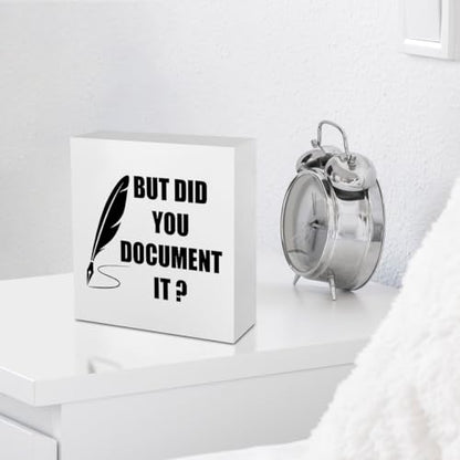 Funny Desk Decor Rustic Office Supplies White Wooden Box Sign 02 - color: White0398