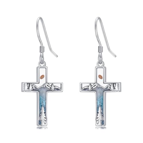 Dorunmo 925 Sterling Silver Mustard Seeds Dangle Earrings for Women Mountains Earrings Hypoallergenic Christmas Jewelry Gifts for Women - style: Mustard Seeds-Cross