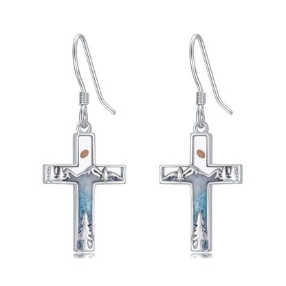 Dorunmo 925 Sterling Silver Mustard Seeds Dangle Earrings for Women Mountains Earrings Hypoallergenic Christmas Jewelry Gifts for Women - style: Mustard Seeds-Cross