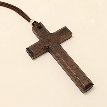 Wooden Cross Necklace For Men Women, Wood Cross Pendant Necklaces For Car Rearview Mirror Charms, Wall, Christian Jewelry - color: 1 piece-brown-8.3cm