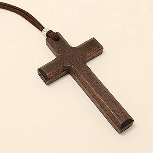 Wooden Cross Necklace For Men Women, Wood Cross Pendant Necklaces For Car Rearview Mirror Charms, Wall, Christian Jewelry - color: 1 piece-brown-8.3cm