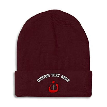 Custom Beanies for Men Christian Nazarene Jesus God Christ Skull Cap Winter Hats Women Acrylic One Size - color: Burgundy Personalized Text Here