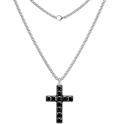 Cross Necklace for Women & Men – NFC Interactive Christian Prayer Necklace - color: black