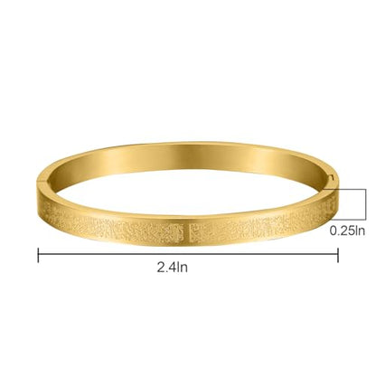 AYATUL KURSI Islamic Jewelry Bracelets Stainless Steel Openable Bangles Arabic Calligraphy Islamic Faith Gifts Messager Islamic Calligraphy Muslim Men Jewelry Bracelets Gift for Women - color: 2 Gold 1 Black